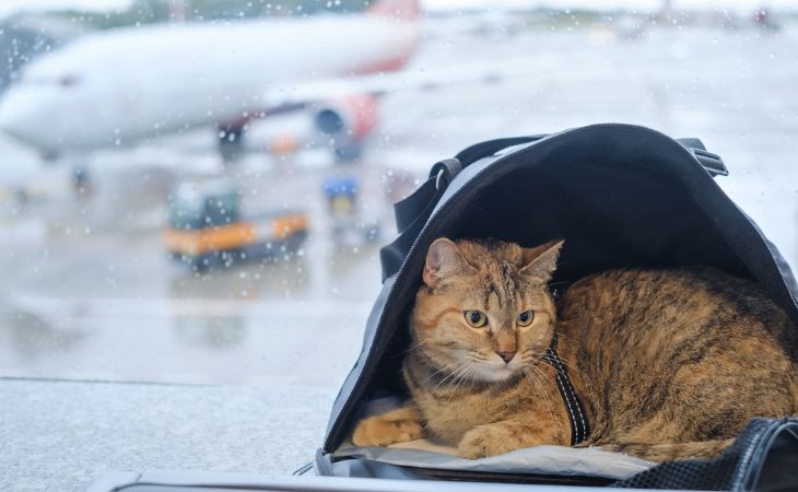 cat travel airplane plane bag
